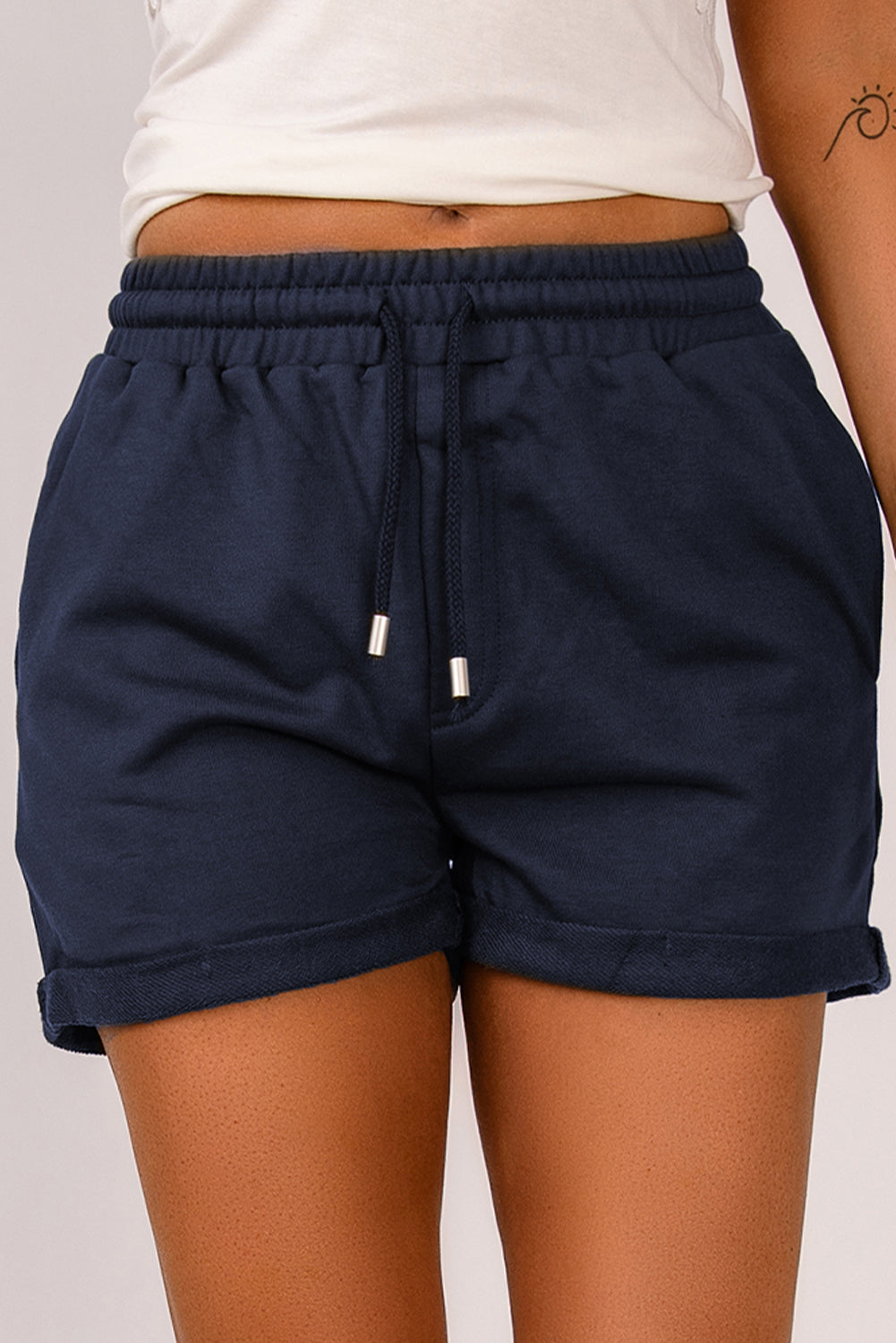 Drawstring Waist Cuffed Shorts - Nicole Lee Apparel