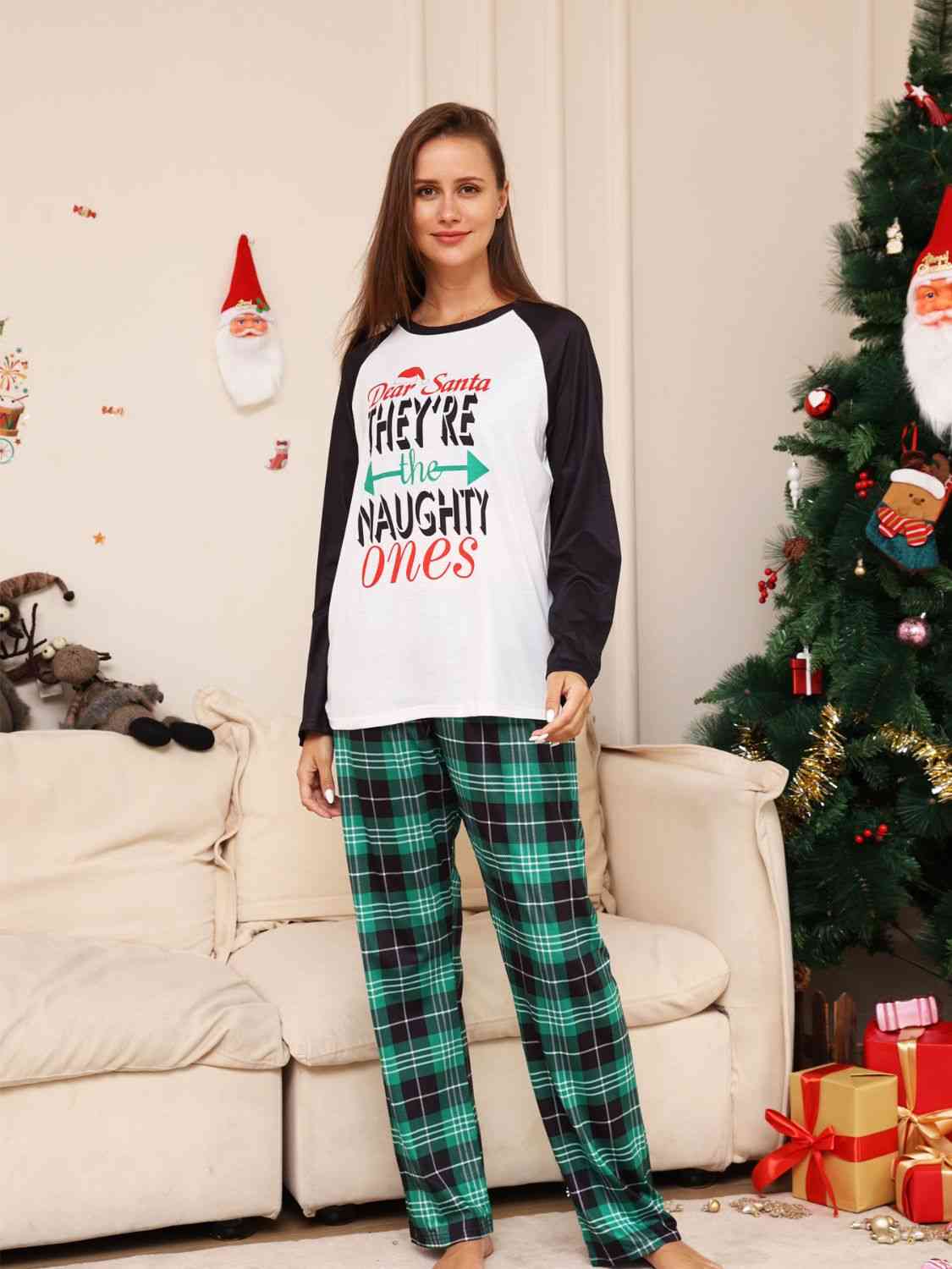 Full Size Graphic Top and Plaid Pants Set - Nicole Lee Apparel
