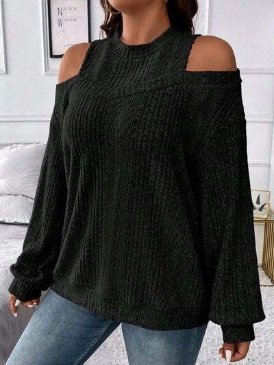Round Neck Cold Shoulder Sweater - Nicole Lee Apparel
