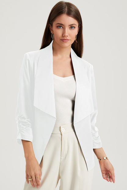 Ruched Open Front Blazer - Nicole Lee Apparel