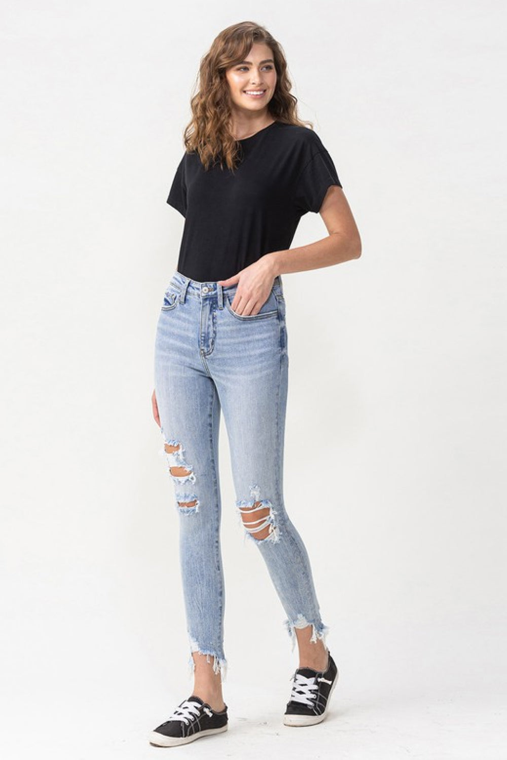 Lovervet Full Size Lauren Distressed High Rise Skinny Jeans - Nicole Lee Apparel