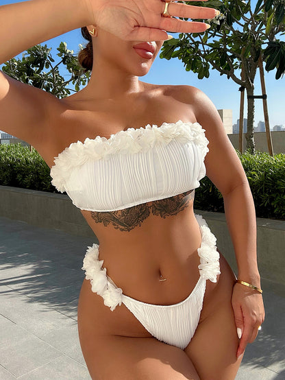 Applique Tie Back Two-Piece Bikini Set - Nicole Lee Apparel