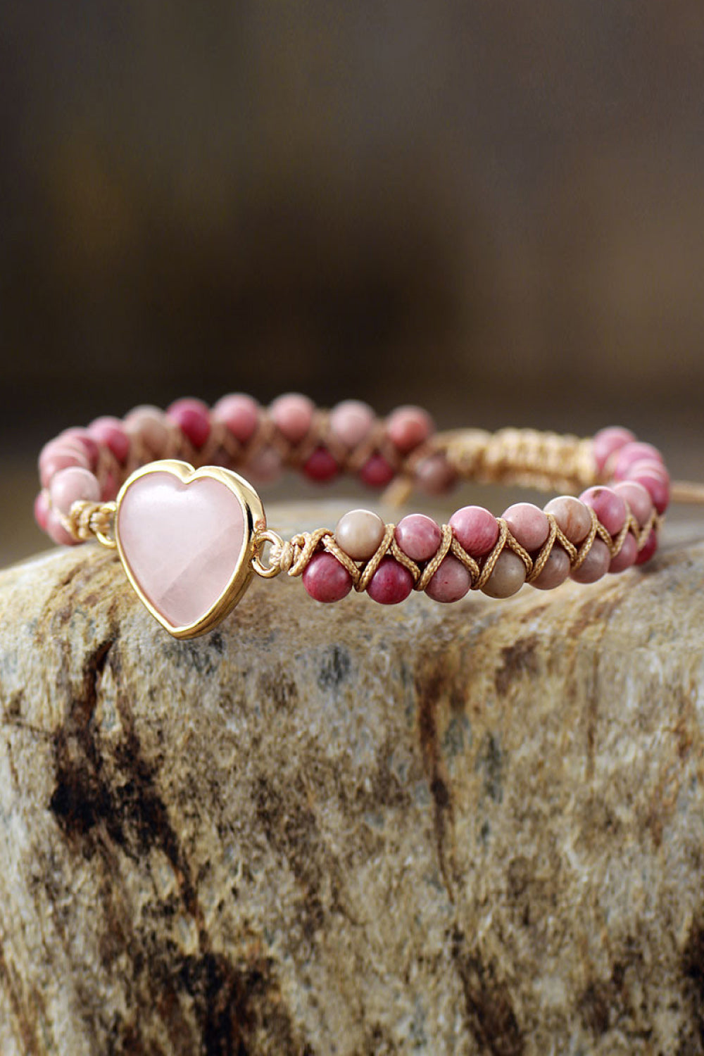 Rose Quartz Heart Beaded Bracelet - Nicole Lee Apparel