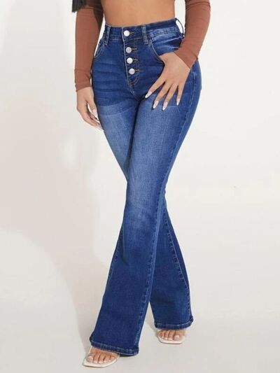 Button Fly Bootcut Jeans with Pockets - Nicole Lee Apparel