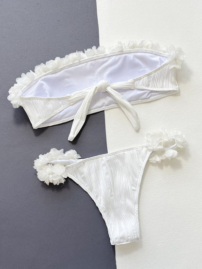 Applique Tie Back Two-Piece Bikini Set - Nicole Lee Apparel