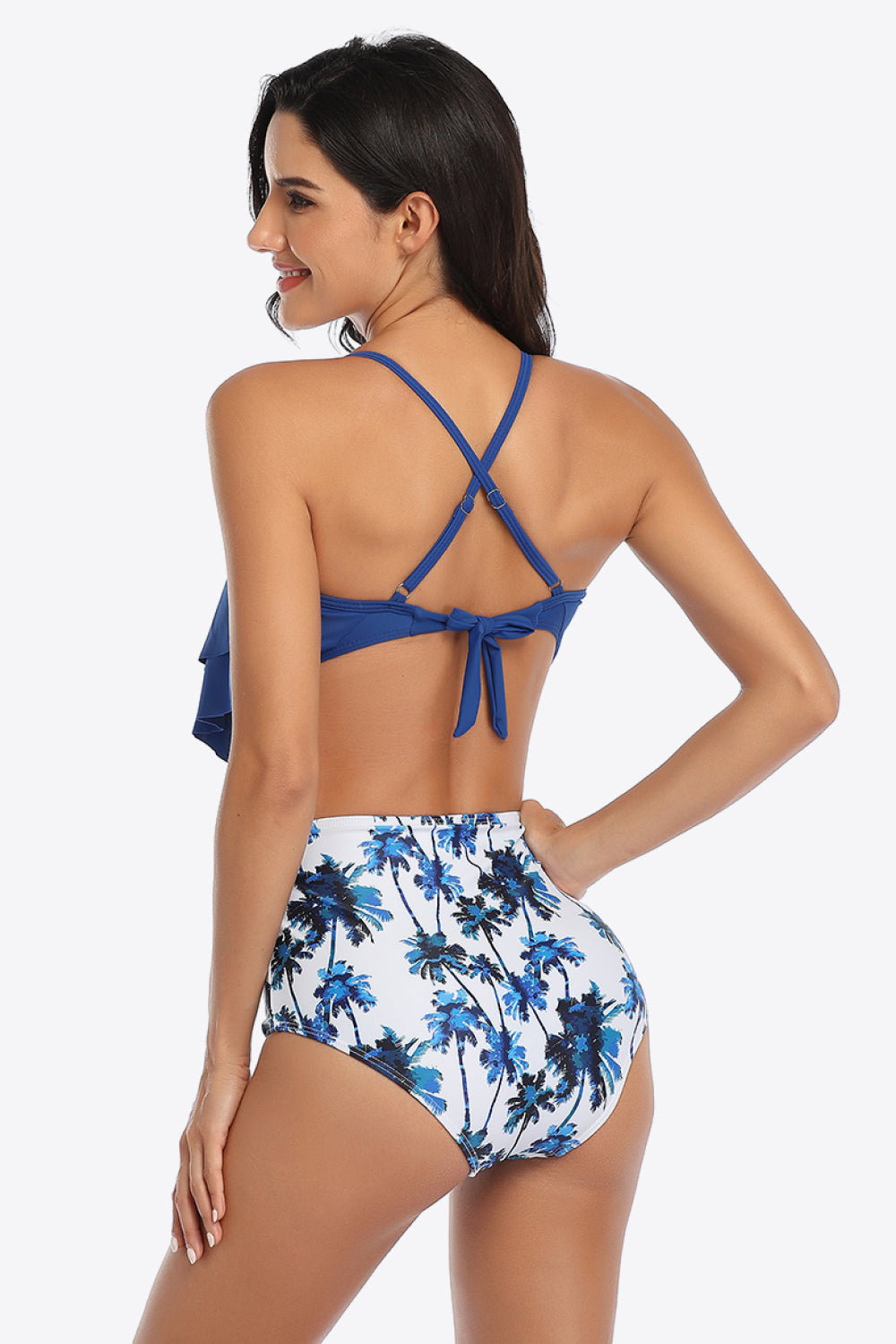 Botanical Print Ruffled Two-Piece Swimsuit - Nicole Lee Apparel