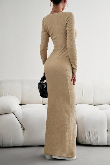 Long Sleeve Square Neck Maxi Bodycon Dress - Nicole Lee Apparel