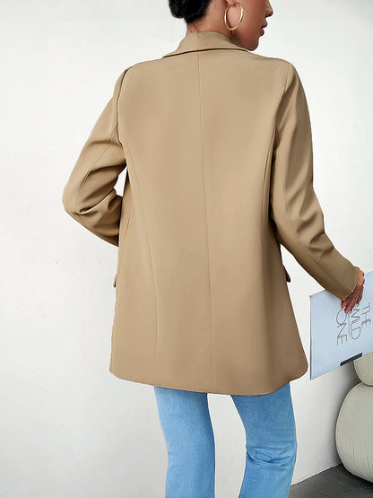 Lapel Collar Long Sleeve Blazer - Nicole Lee Apparel