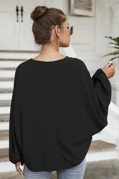 Tie Neck Balloon Sleeve Blouse - Nicole Lee Apparel