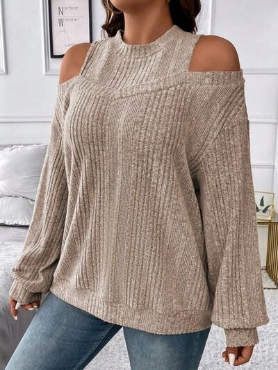 Round Neck Cold Shoulder Sweater - Nicole Lee Apparel