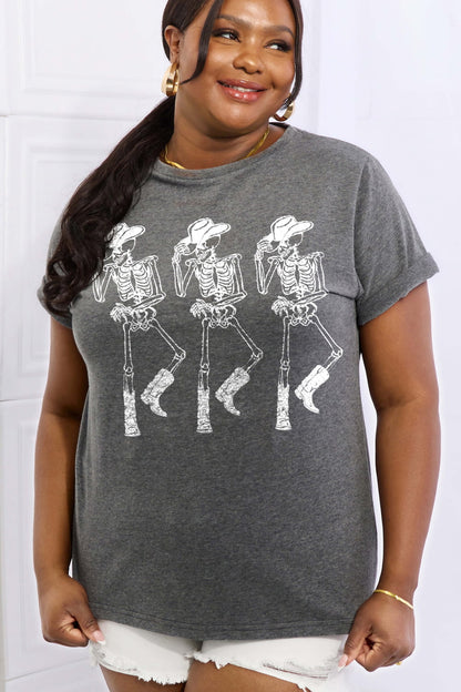 Simply Love Full Size Triple Skeletons Graphic Cotton Tee - Nicole Lee Apparel